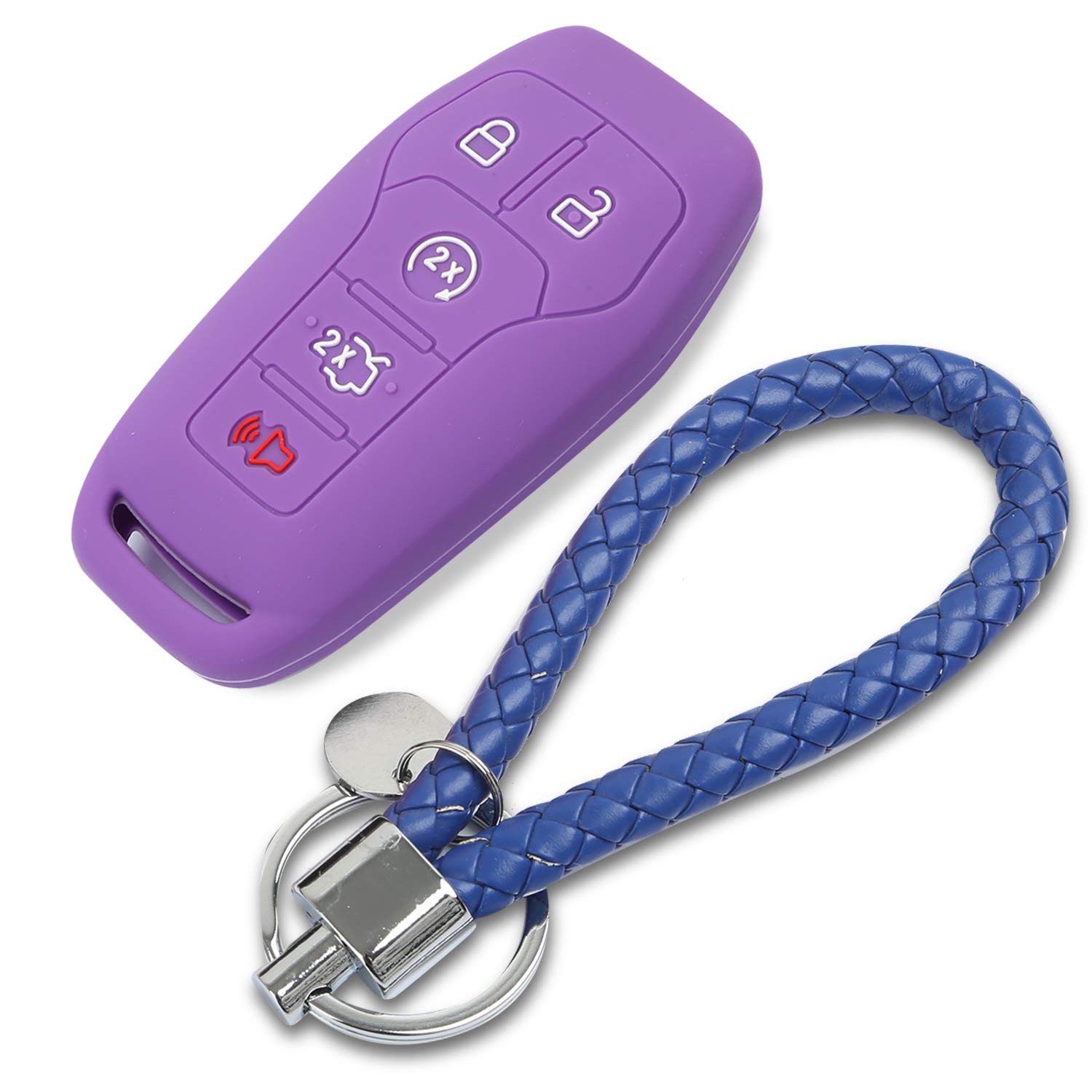 kuyuansu Car Key Case Cover and chains for 2015 2016 2017 2018 Ford Fusion Mondeo Mustang Taurus F150 Explorer Edge Lincoln MK