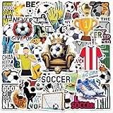 サッカー スポーツ ステッカー 50枚 ウォーターボトル、ノートパソコン、車、自転車、オートバイ、冷蔵庫、荷物、カップ、コンピューター、携帯電話、ロッカー、スケートボードの装飾用防水ビニールデカール (フットボール)