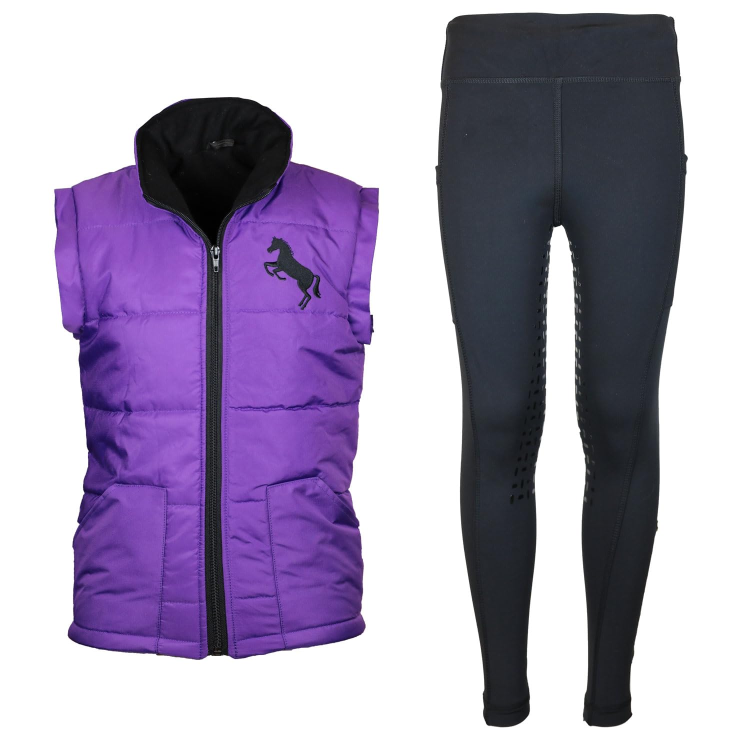 Set da equitazione per bambini, gilet da equitazione Pia, con pantaloni da equitazione, nero/nero (146/152)