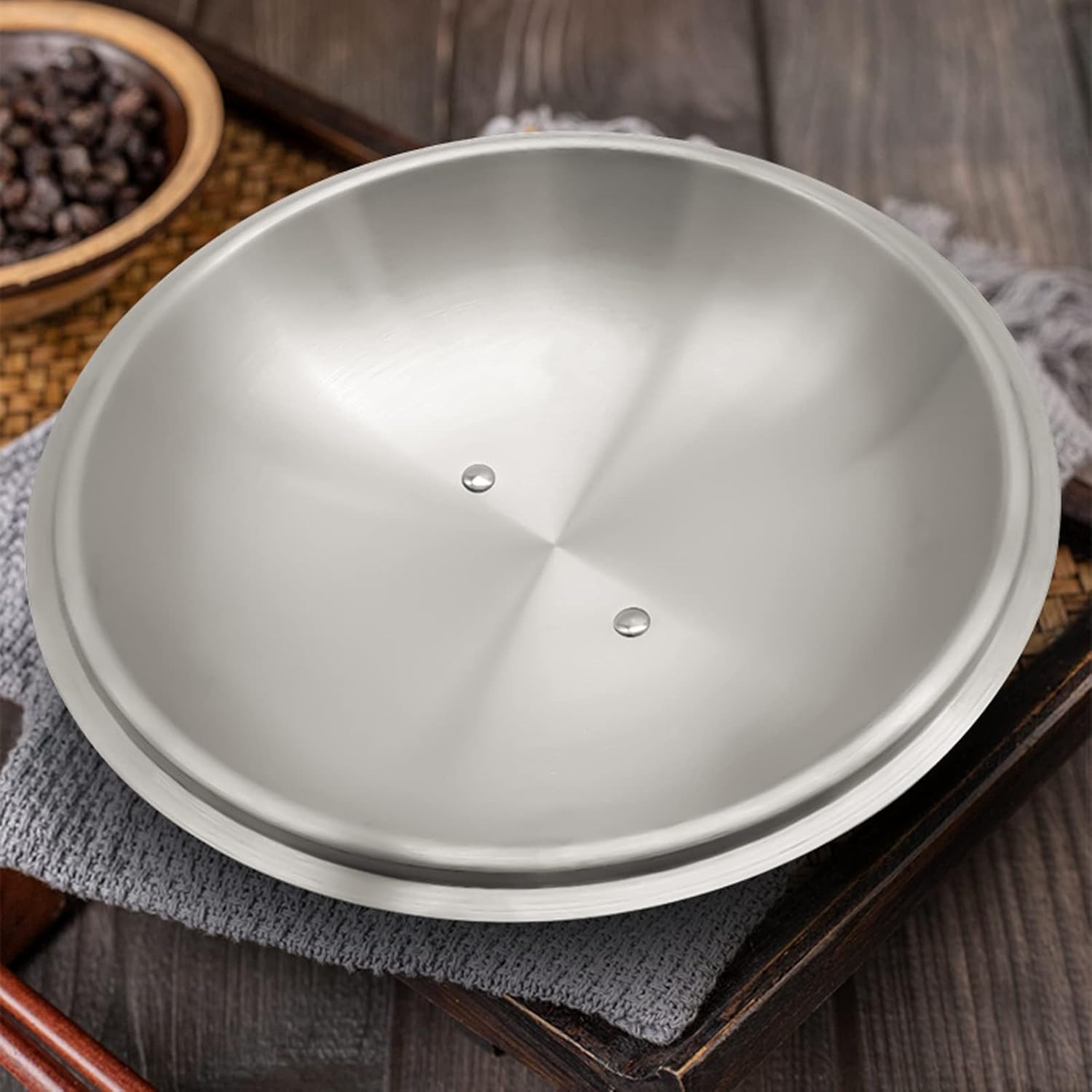 Tapa Universal de Acero Inoxidable Tapa Universal de Arco Alto Tapa de Olla Redonda Gruesa para ollas, sartenes y sartenes Tapa de Repuesto para sartén Tapa de (37cm)