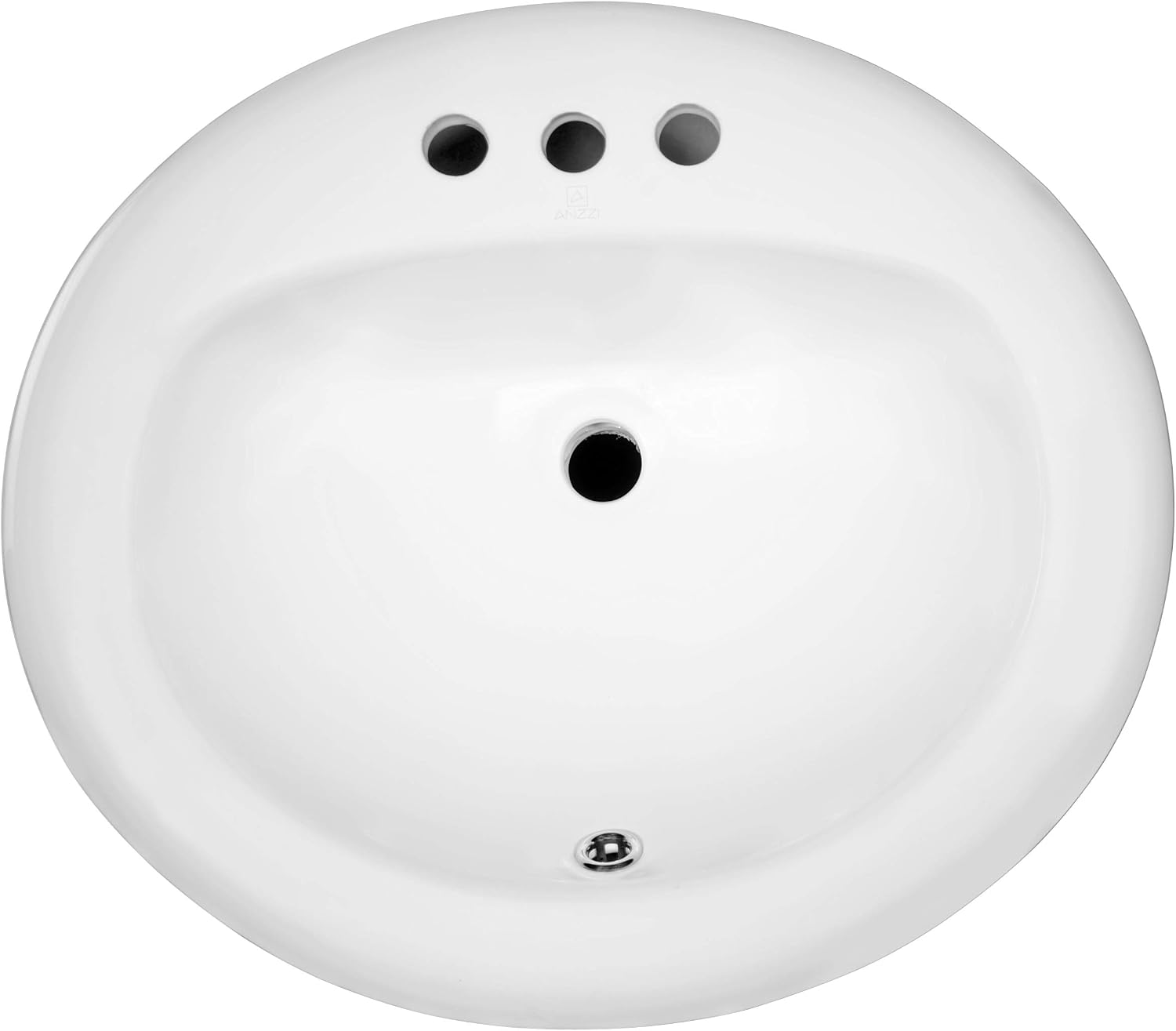 Super Sale 🛒 ANZZI Cadenza Modern Ceramic Drop-In Sink for Bathroom | 21 Inch Vitreous Polished White Vanity Oval Bowl Sink for Lavatory | 3 Faucet Holes Front Built in Overflow Porcelain Bathroom Sink | LS-AZ097