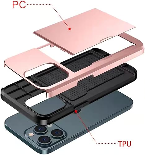 Miniatura 2 de Funda híbrida compatible con iPhone 13 Pro, funda tipo cartera híbrida para iPhone, tarjetero, protección resistente, a prueba de golpes,