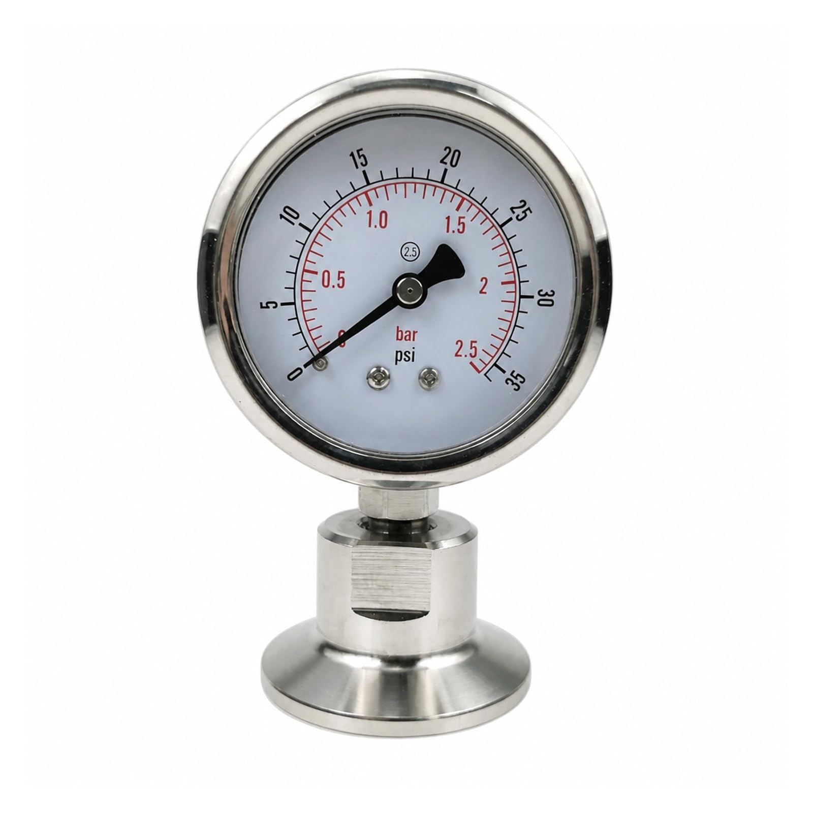 Ciśnieniomierz, Manometr Membranowy Ze Stali Nierdzewnej SS316L | TC50,5 Mm/64 Mm, Bar/psi, Psi/mpa, Korpus SS304, Model YTP60BF(TC64mm 0-6bar)