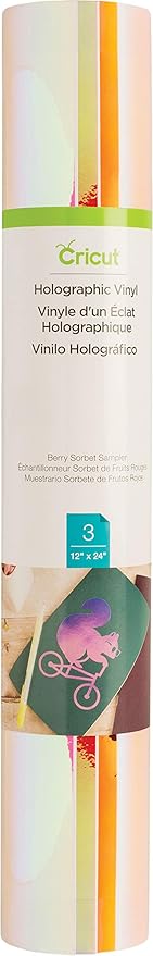 Cricut Lot de 3 échantillons holographiques en Vinyle Holo Sampler Berry SORBET12X24, Multicolore