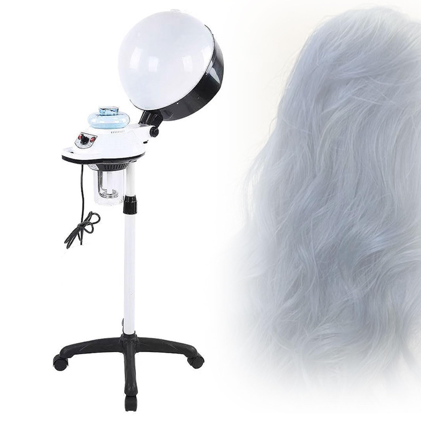 Vaporizzatore per Capelli Professionale Verticale, Vaporizzatore Idratante per Capelli Naturali E Tinti, con Supporto da Pavimento Mobile, Ruote Mobili