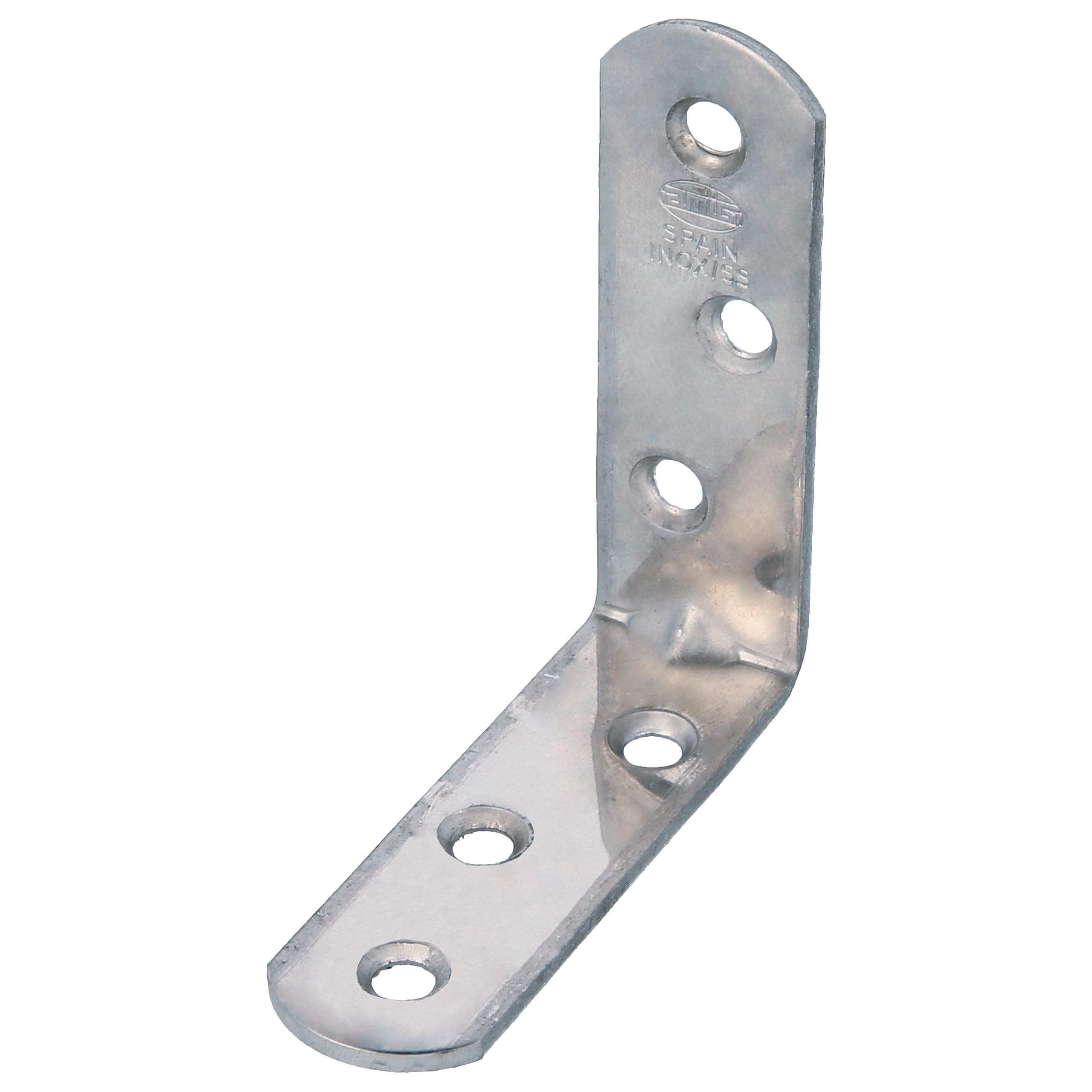 Amig - Pack de 100 Ángulos Metálicos de Refuerzo - 60 x 19 x 2 mm - Canto Redondo - Diseñados con Forma de L - Para Fijar Muebles de Madera o Colocar Baldas y Estantes - Acero Inoxidable Mate