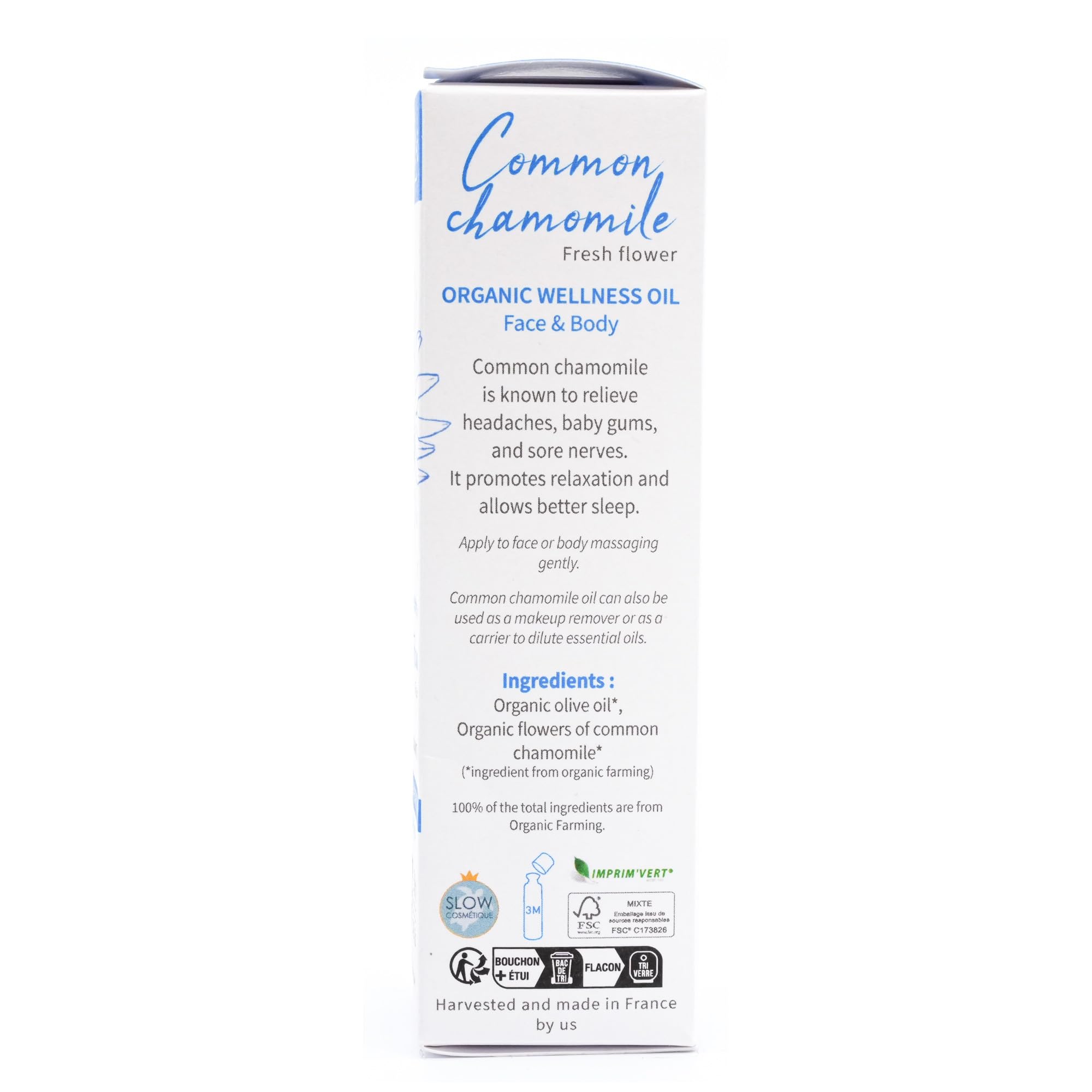 Herbiolys | Huile végétale Bio | Huile Bien-être | Camomille matricaire (Relaxante) | Visage & Corps | 30 ml