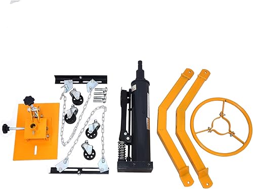 Miniatura 7 de HTTMT - Nuevo gato de transmisión hidráulica de 2 etapas de 1100 libras con elevación de ruedas giratorias de 360 PN ET-CAR-FIX004-05T-Amarillo