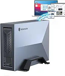 Yottamaster Gabinete NAS para HDD/SSD SATA de 18 TB de 3,5 polegadas e 2,5 polegadas, armazenamento conectado à rede de 1 compartimento, RAM DDR4 de CPU Quad Core, nuvem doméstica privada, Ethernet de