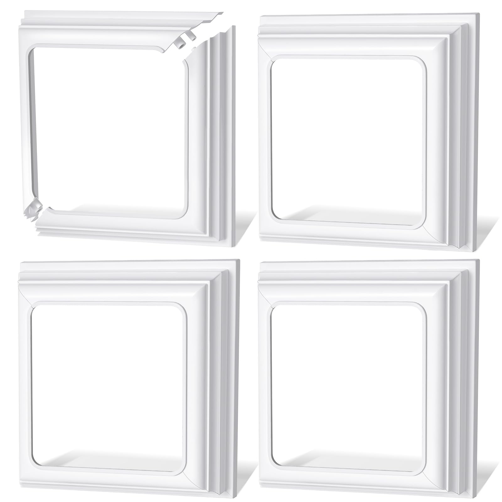 Photo 1 of Thyle 4 Pcs True 4x4 Inches Vinyl Post Skirt Post Base Cover Column Wraps for Porch Deck Base Vinyl Sleeve White Trim for Hand and Stair Rails