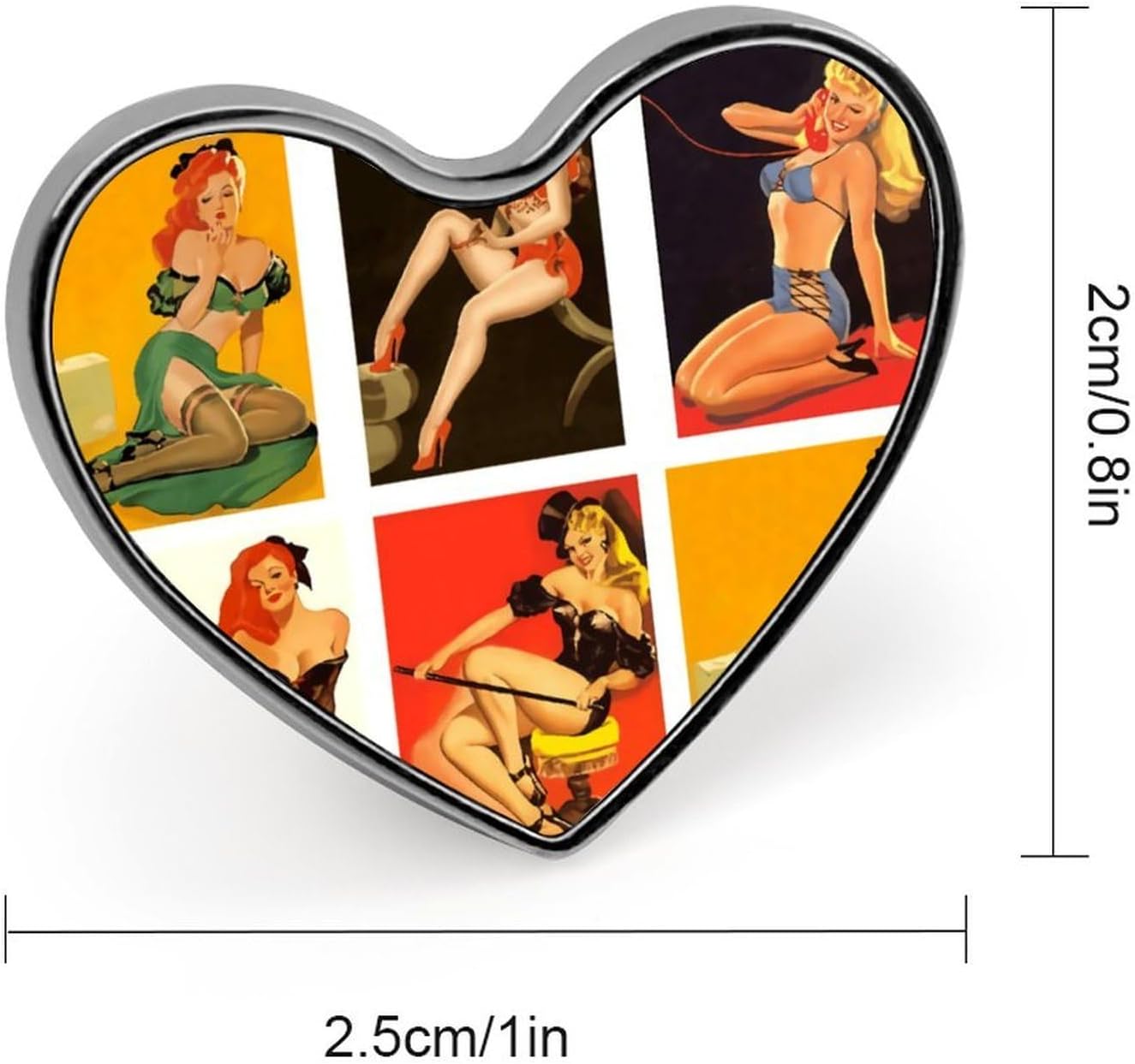 Pinup Lady Lapel Pin for Men Women Heart Badge Holder Jewelry Fashion Accessories image 2