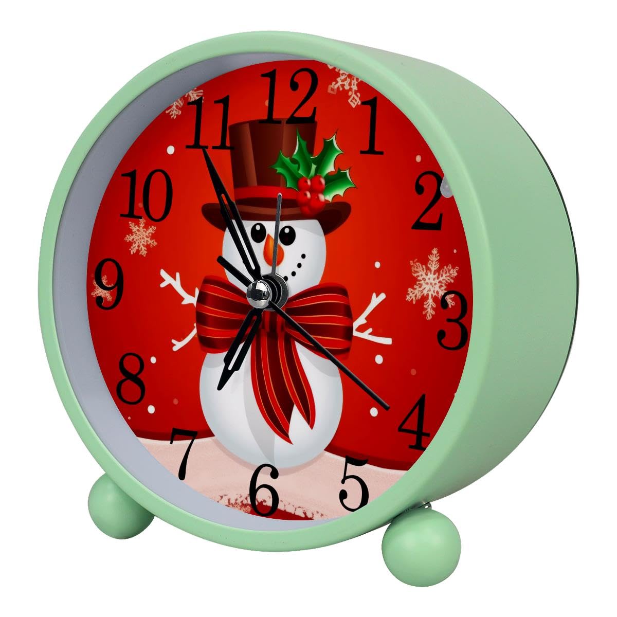 Luoweisi Alarm Clock Xmas Snowman, Silent Non-Ticking with Night Light