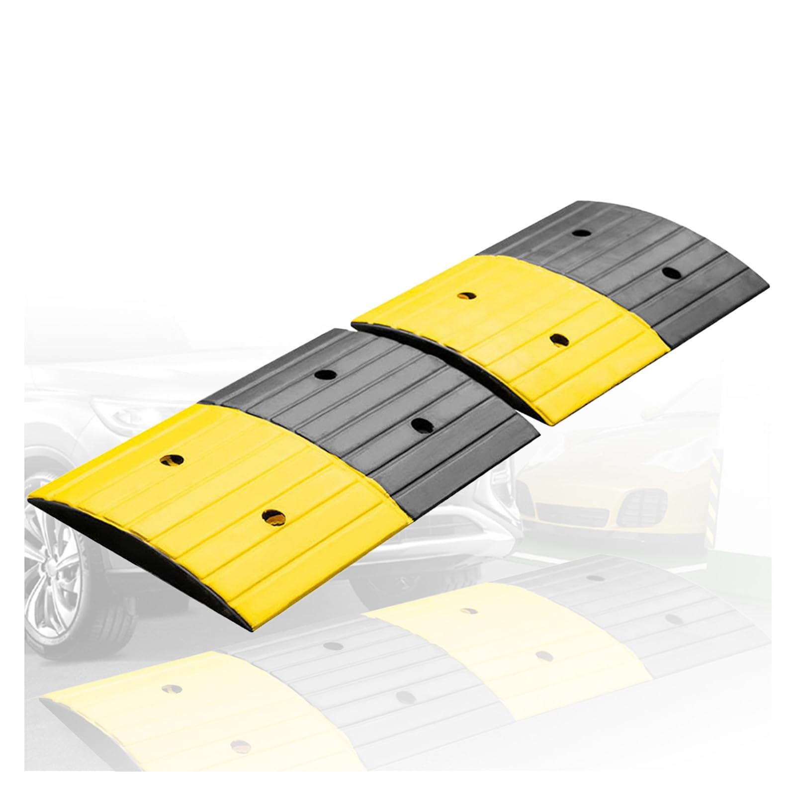 2 Pieces Rubber Channel Ramp Pad,Modular Driveway Deceleration Zone,with Accessories,for Gravel Asphalt and Concrete