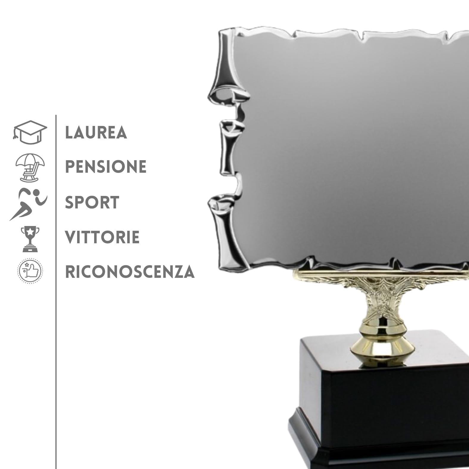 Targa Premio Personalizzata con Piedistallo Commemorativa e Riconoscimento Personalizzabile per Laurea, Pensione, Matrimonio, Anniversario, Idea Regalo Festa Papà Mamma (20.661S | 24 cm)