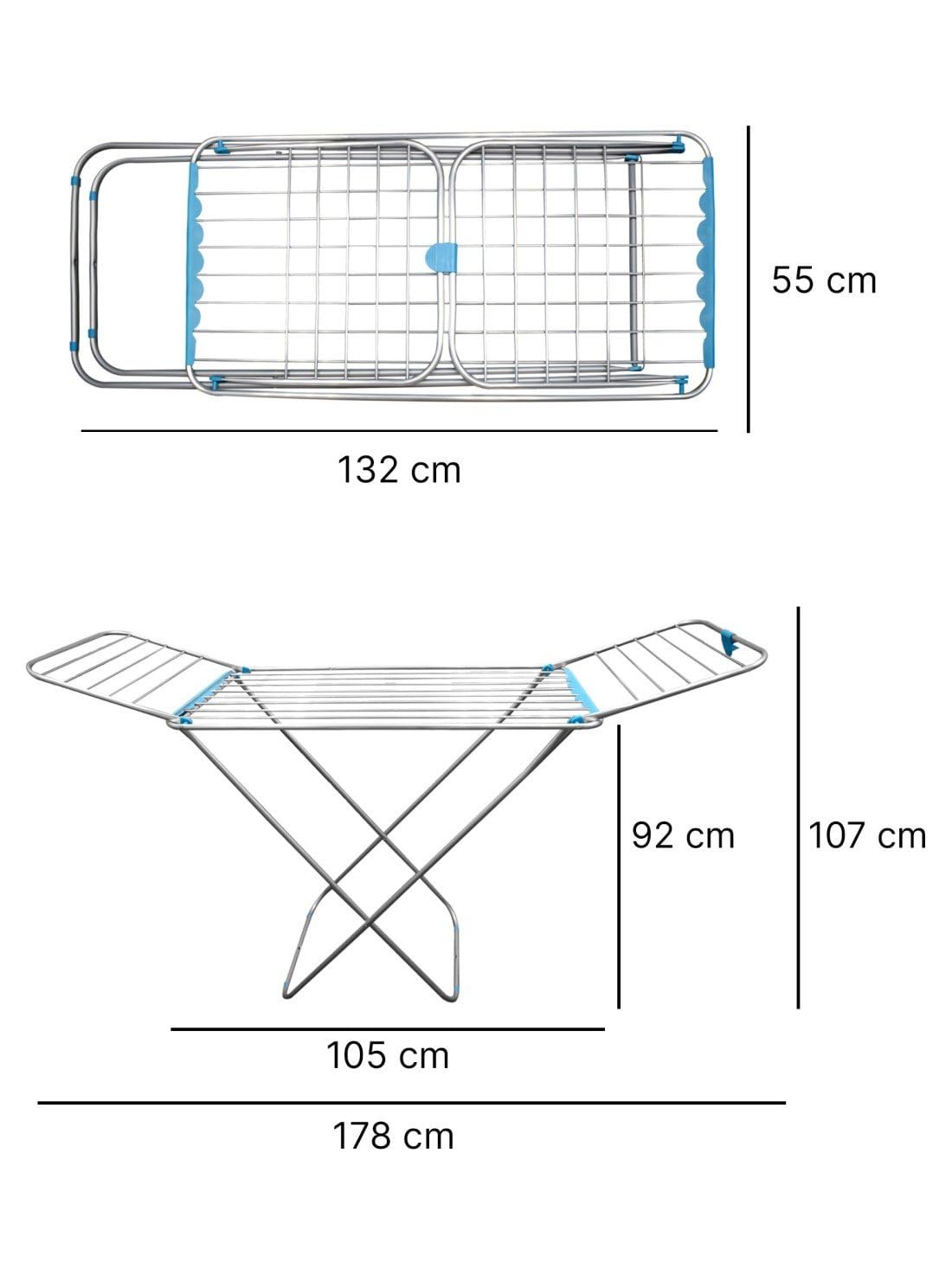 Jardin202 - Tendedero de Aluminio con Capacidad de 20m Incluye 20 Pinzas | Tendal Plegable con Varillas Gruesas y Resistente | Plata