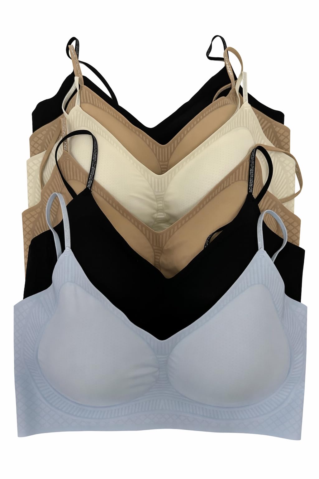 Viola's Secret 6 Pack of Color Print T-Shirt Bras B Cup C Cup and D Cup