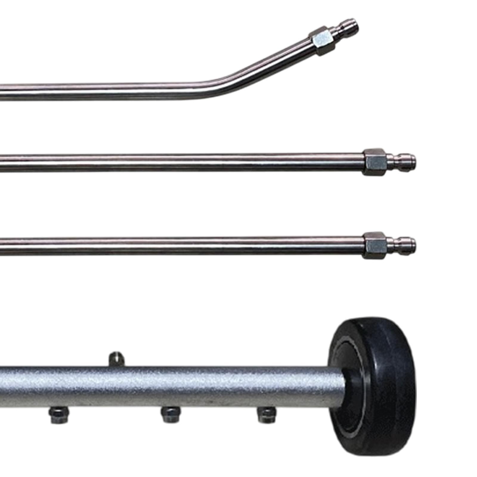 Limpiador de Chasis Lavadora a Presión Barrido Agua Conexión Rápida Boquillas 1/4 Ruedas Extensibles Adecuado para Autos SUV Pasillos Terrazas, Negro