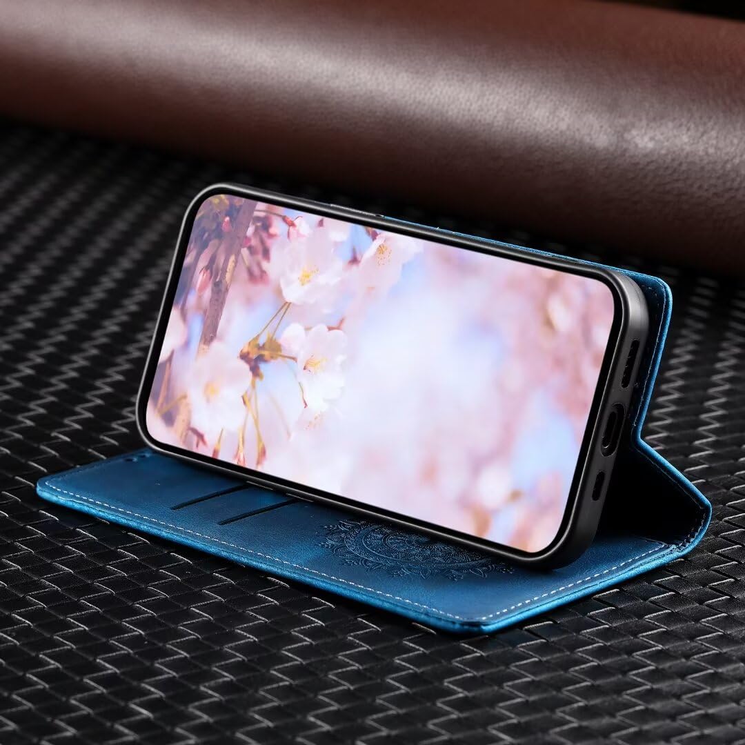 Custodia A Portafoglio CoverKingz Per Xiaomi 12 Pro, Motivo Mandala Blu, Con Slot Per Carte E Chiusura Magnetica, In Ecopelle