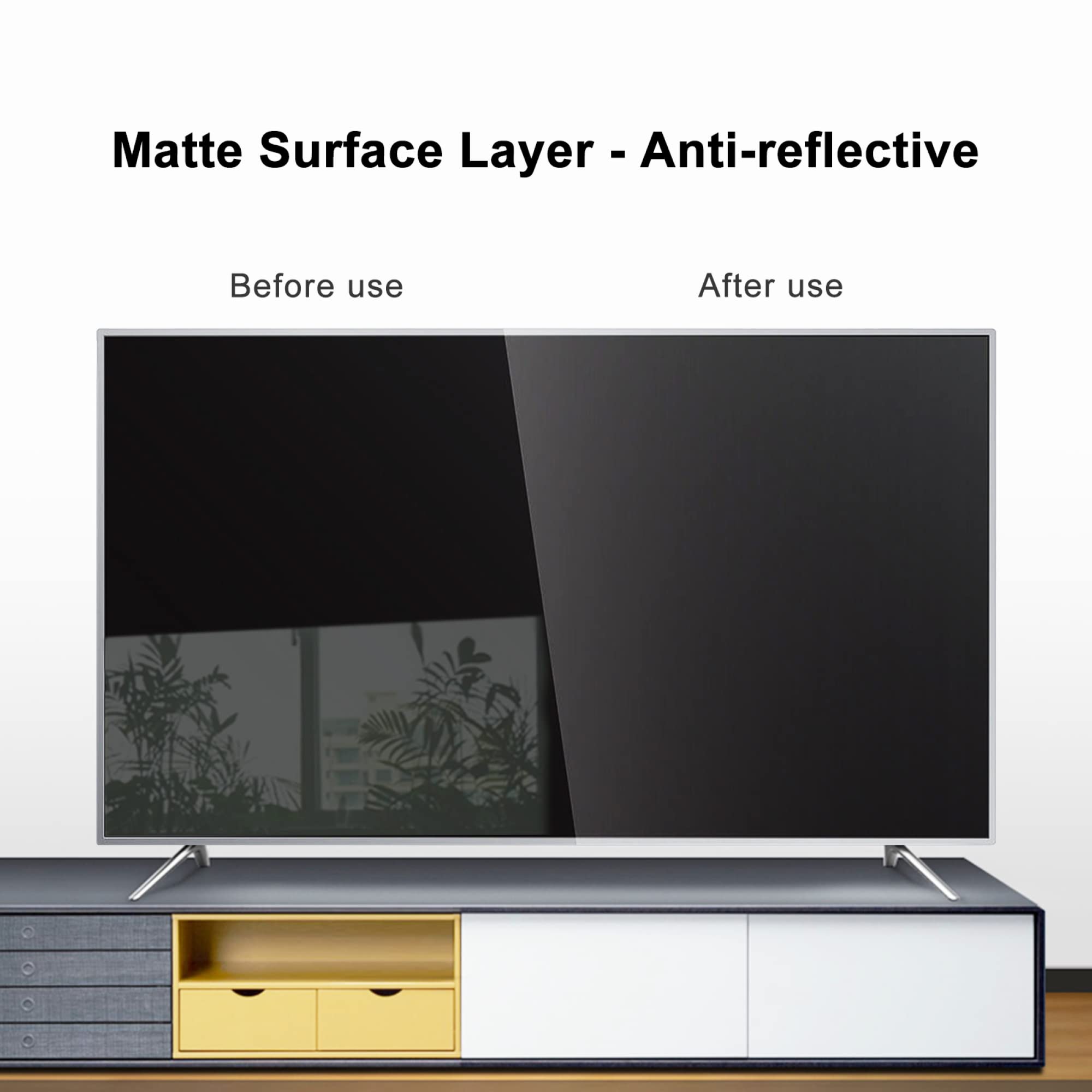 Pellicola protettiva anti luce blu per TV, riduce i riflessi, protezione per gli occhi da 43/46/50/55/65 pollici, pellicola antigraffio, superficie opaca, filtro antiluce sol(65 pollici 1440 x 809 mm