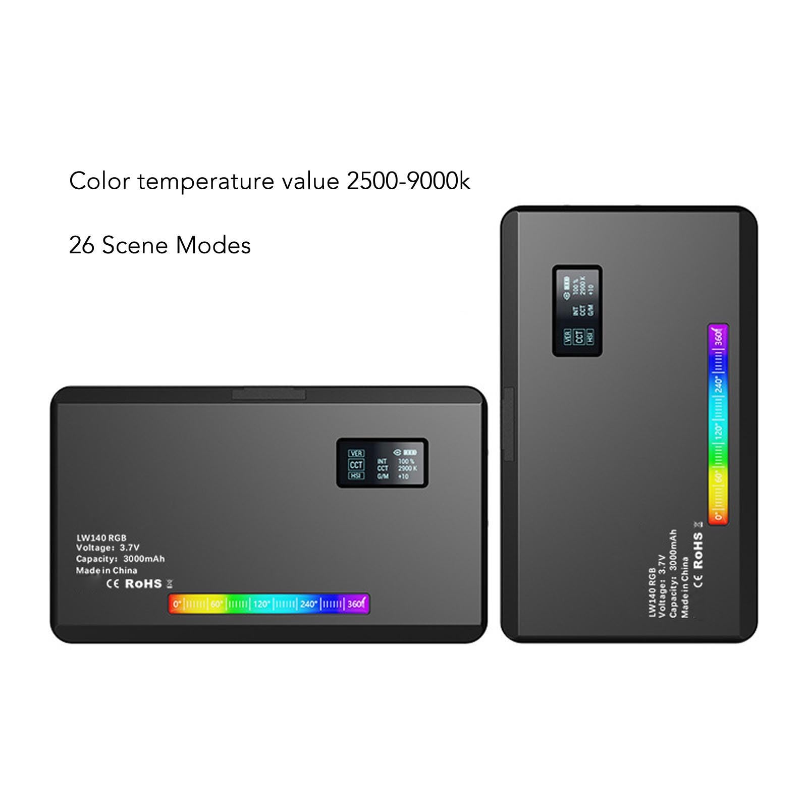 Luce Video RGB, Pannello Luminoso a Colori per Videocamera LED Portatile, 3000 MAh Ricaricabile, Lampada da Pannello Dimmerabile da 2500 K a 9000 K, per Vlogging, Fotografia,