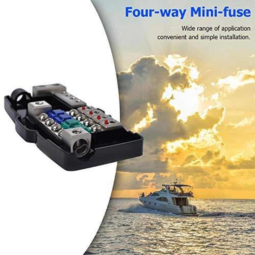 Scatola portafusibili multifunzione per auto Kacepar con luce LED in plastica nera compatibile con vari modelli di auto, SUV, camper, autobus, yacht e barche