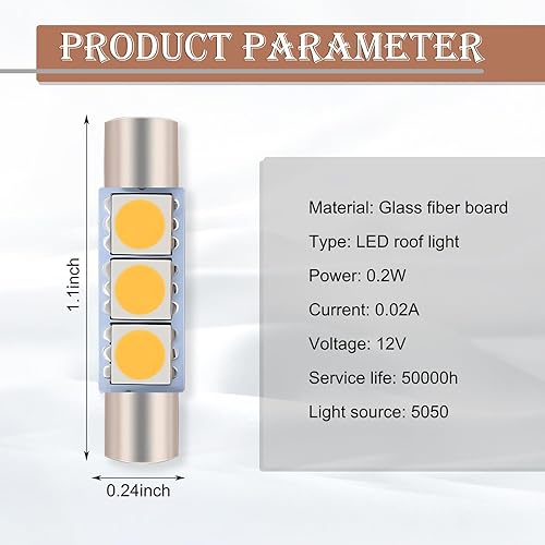 Miniatura 8 de cerfioo Pack-10 28MM LED Car Reading Light, Super Bright Vehicle Roof Light Replacement, Universal 180 Degree Automotive Makeup Light Accessories