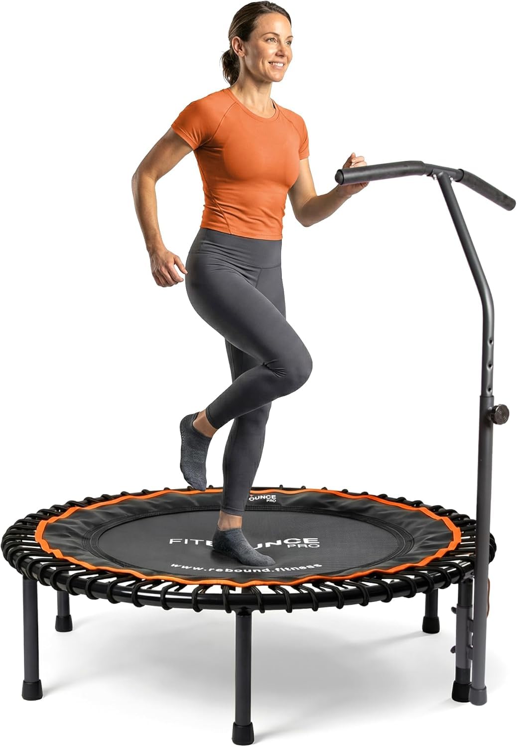 MXL FIT Bounce PRO Bungee Rebounder avec poignée en T – Mini trampoline d'intérieur de qualité supérieure pour adultes et enfants, rebond silencieux à faible impact, semi-pliable avec pieds en acier