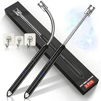 MIXOSAElectric Rechargeable Gas Lighter for BBQ, Lighter for Gas Stove, Candles, Pooja, C-Type USB, Multi Purpose - 360° Flexible & Windproof, Black (Pack of 1)