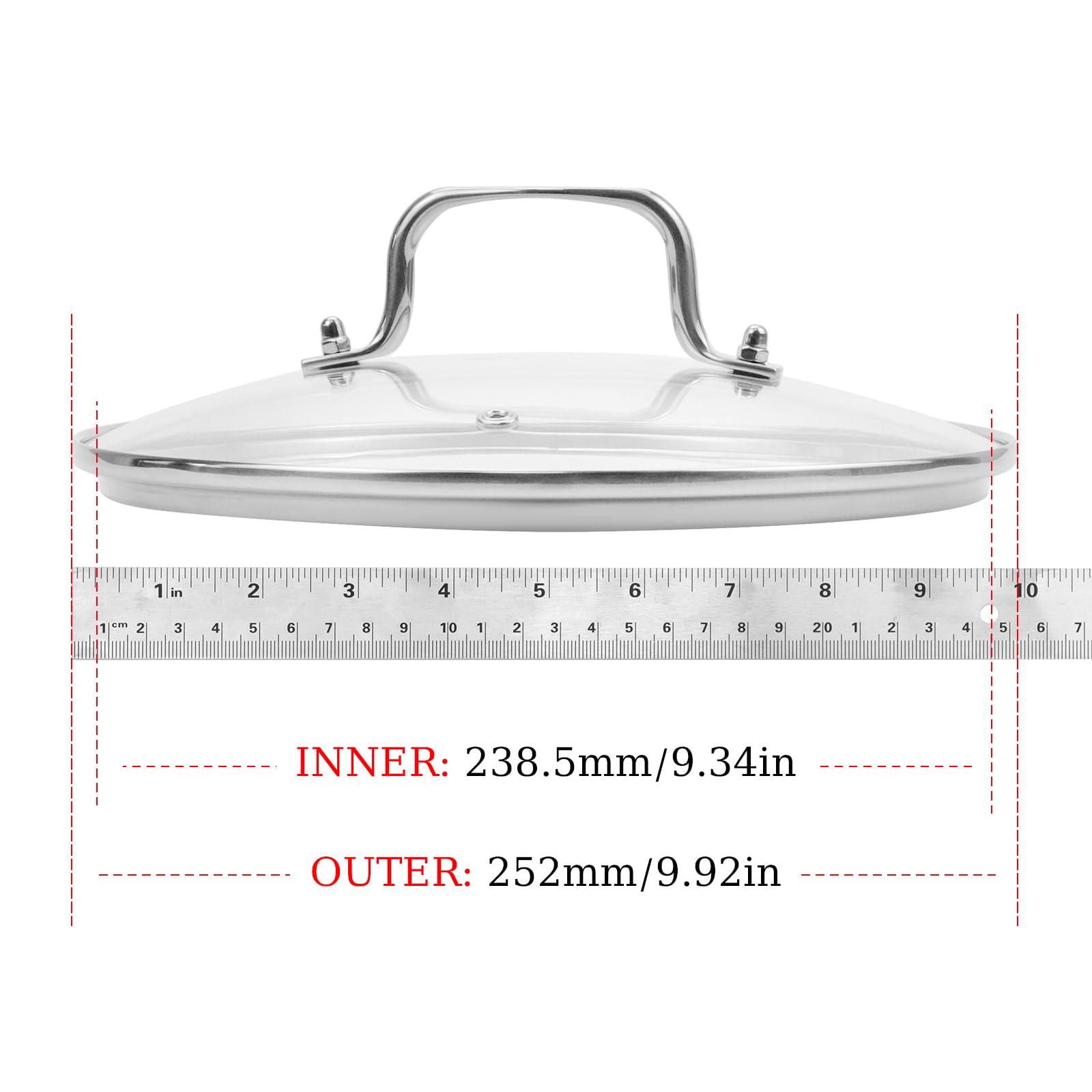 Tighall Tempered Glass Pot Lid Replacement Fits 9.5