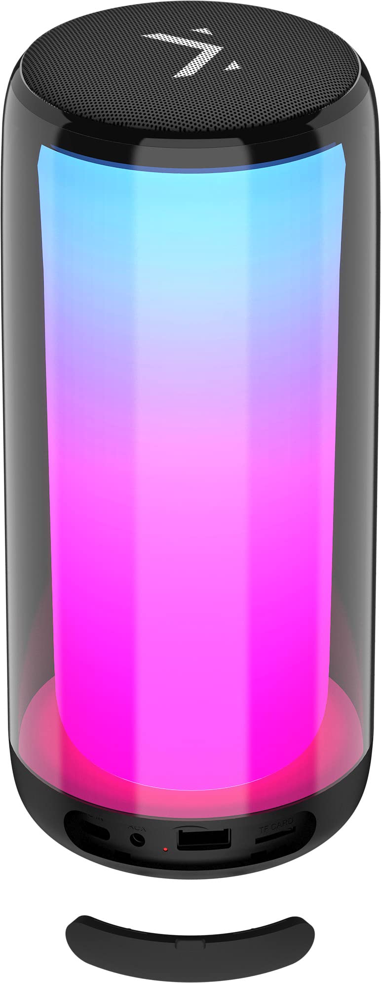 Majestic ORION – Speaker Bluetooth batteria ricaricabile, Giochi di luci LED a 360°, ingressi USB/microSD/AUX-IN, Microfono integrato per chiamate in vivavoce, Nero