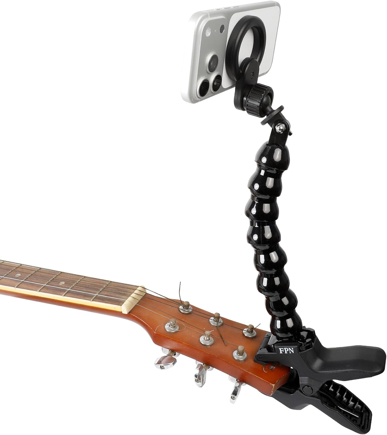 Magnetic Gooseneck Phone Holder Clamp Mount for Magsafe, Guitar Bass Head Phone Holder Live Broadcast Bracket Clip, Compatible with iPhone 16 15 14 Pro Max Plus 13 12 Seires