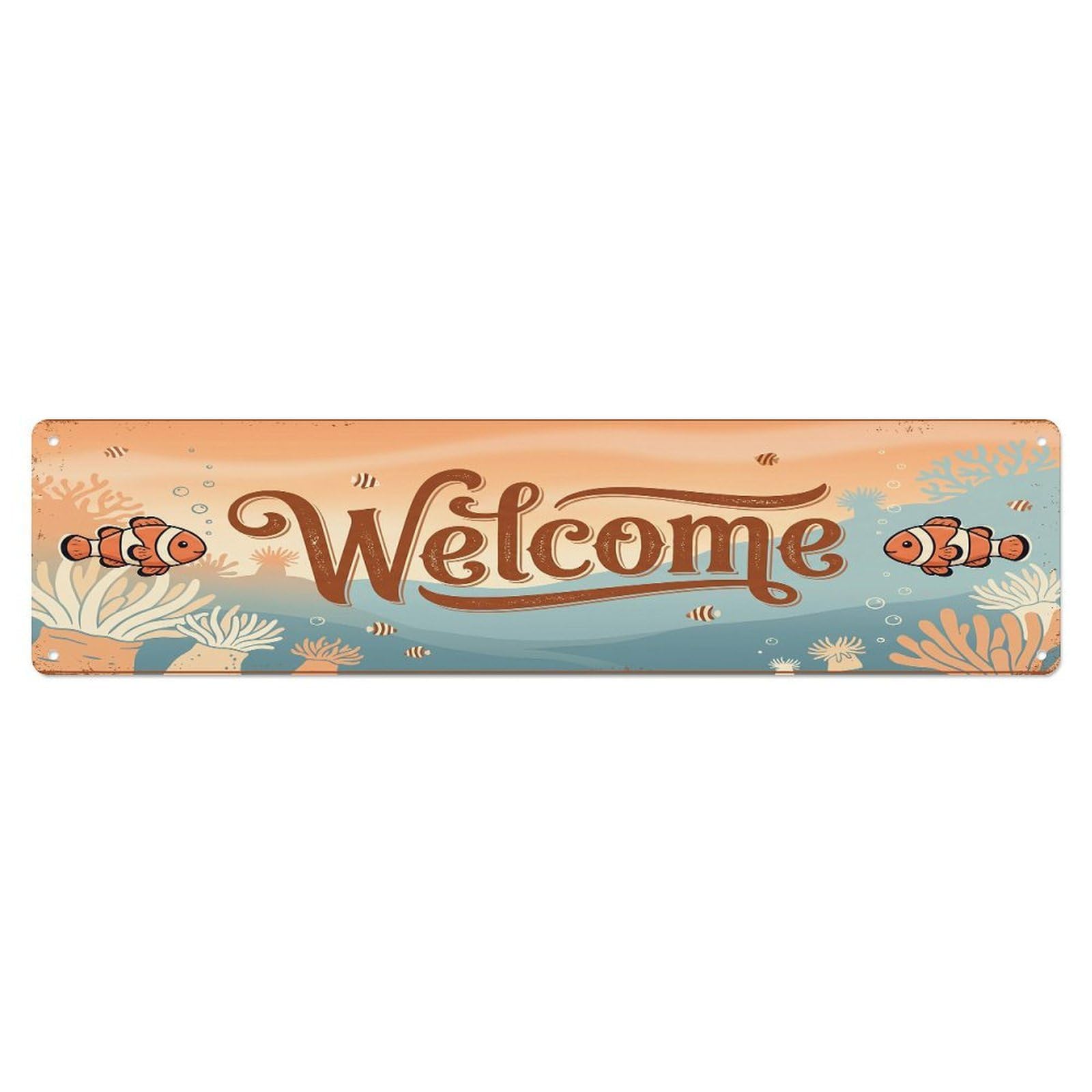 Vintage Welcome Clownfish Reef Metal Tin Sign