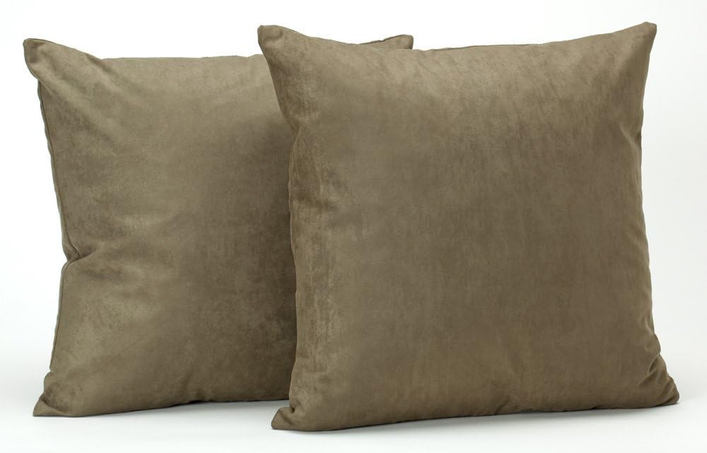 Newpoint Microsuede 16-Inch-by-16-Inch Feather and Down Filled Pillows, Red, 2-Pack