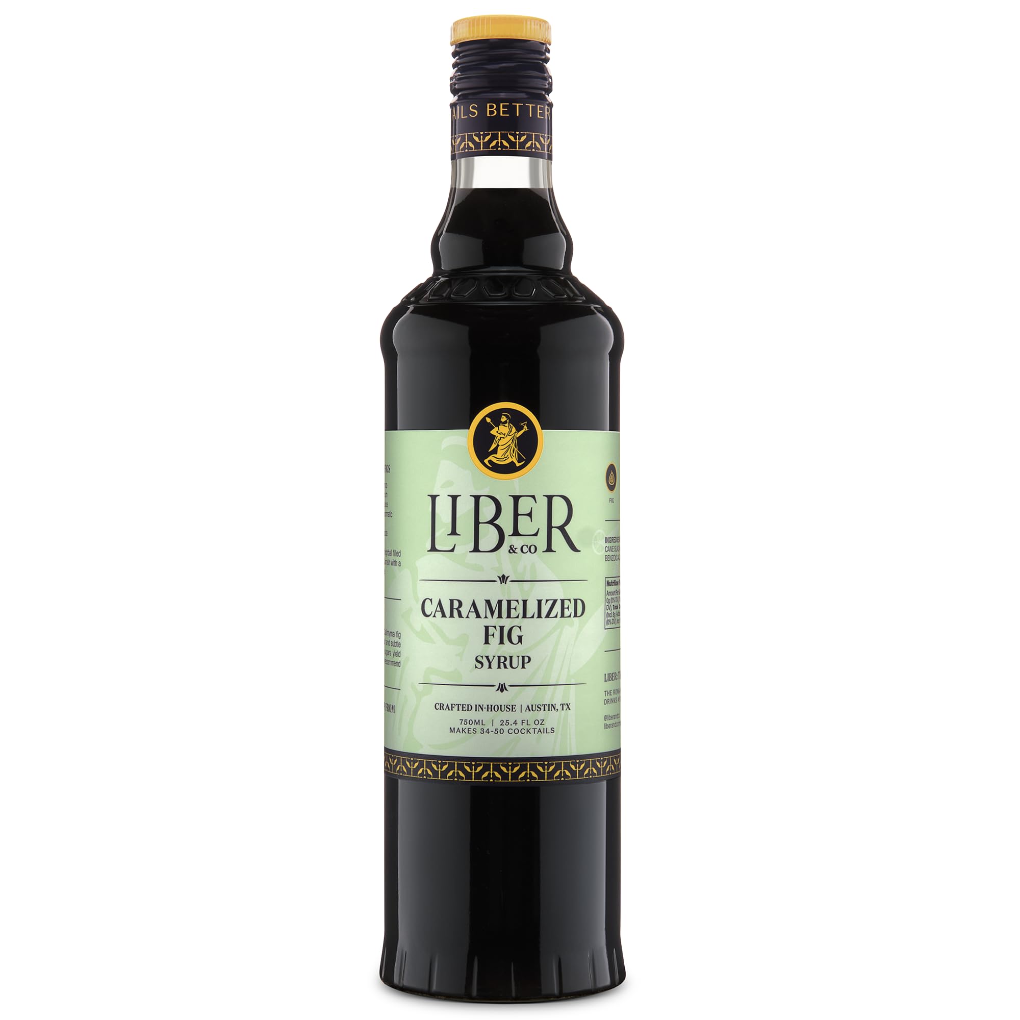 Liber & Co. Caramelized Fig Syrup - Made with California Mission & Calimyrna Figs - Perfect for Old Fashioneds, Manhattans & Aged Spirit Cocktails -