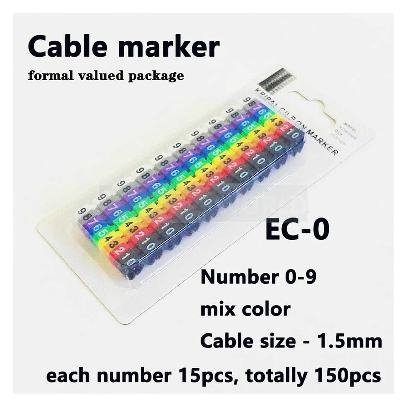 Etichettatura cavi, Etichetta for cavi EC-0 EC-1 500 pezzi Numero di contrassegno da 0 a 9 Etichette colorate for in ​​PVC isolante 2,5 mm²(Ec 0 150pcs 0 9)