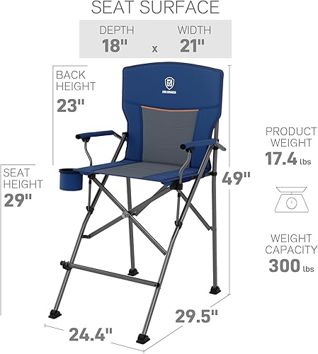 Miniatura 3 de EVER ADVANCED Tall Directors - Silla de directores con portavasos de 31 pulgadas, silla plegable de altura de barra para campamento, deportes con