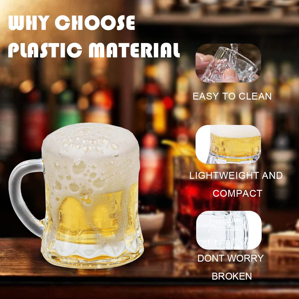 Mini taza de cerveza con asas para fiesta, 2.16 pulgadas de alto, 2 onzas (6, vidrio)