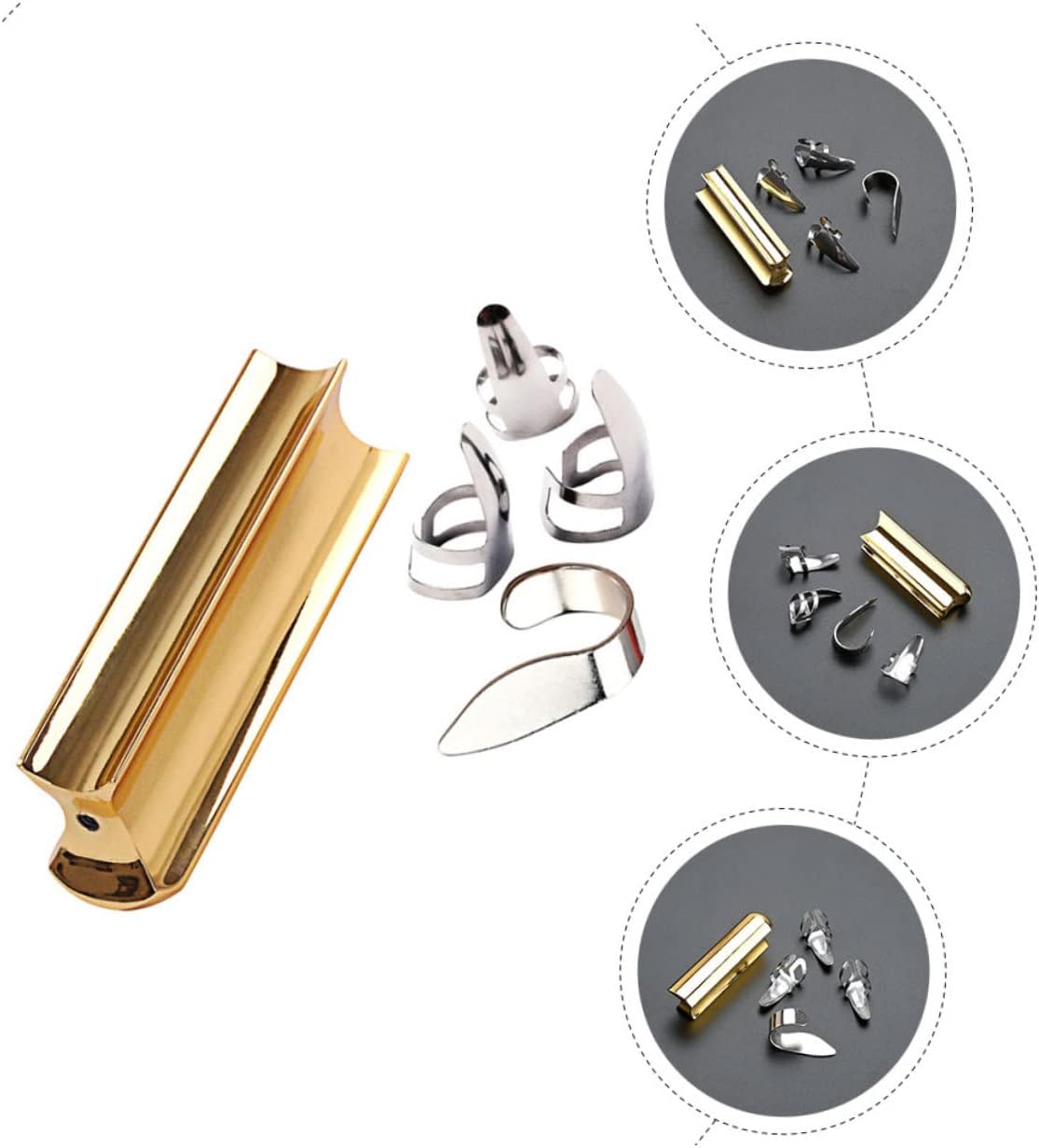 FAVOMOTO 2sets Metal Guitar Slide Tone Bar Finish Finger Slider Picks for Electric Guitar Enthusiasts Easy to Use for Musicians