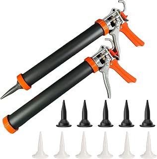 Sausage Caulking Gun,20 oz Sausage Foil Pack/10 oz Cartridge Adhesive Dual-Purpose,18:1 Thrust,15” Aluminum Sealant Hand Caulk Gun Kit With 6 Cone Nozzles (2 Pack)