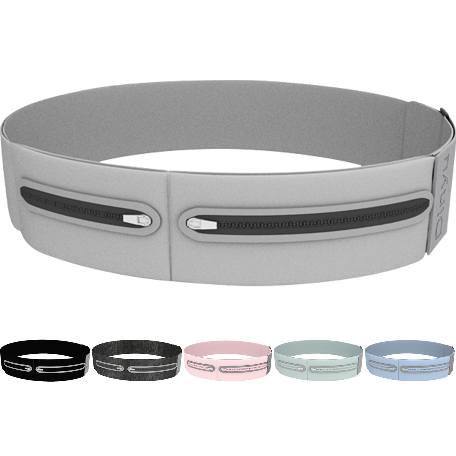SCCGKP Running Belt for Women and Men Lightweight Running Waist Belt, Multi-Pocket Phone Holder Running Pouch (Graphite Gray, Large)
