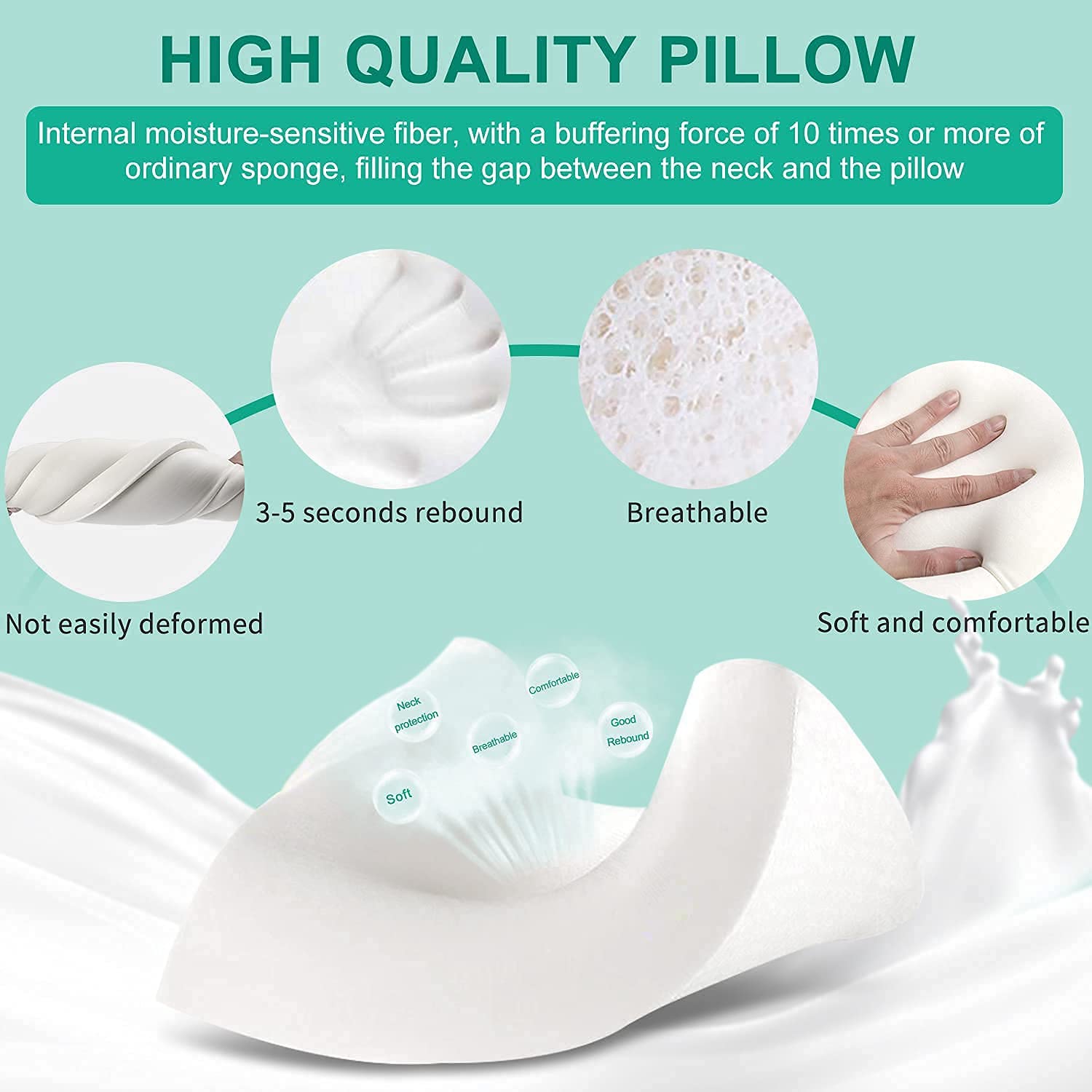 Fityou Memory Foam Kissen - Ergonomisches Nackenstützkissen für Seiten- und Rückenläufer, Kühlung + Bambusbezug, waschbar & atmungsaktiv (67,5x40x13cm)