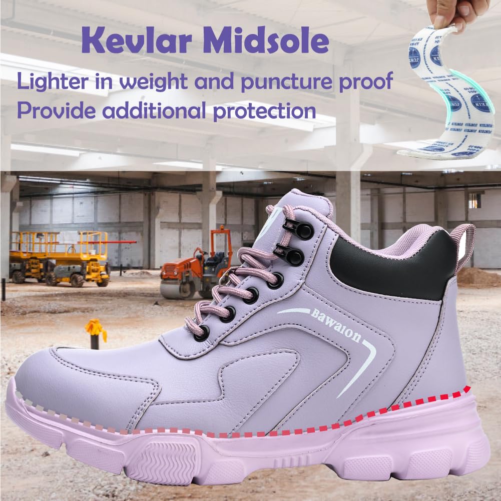 Impermeabile Scarpe Antinfortunistiche Alte Uomo Donna Leggere Scarponi Antinfortunistiche Stivaletti da Lavoro con Punta in Acciaio in Pelle