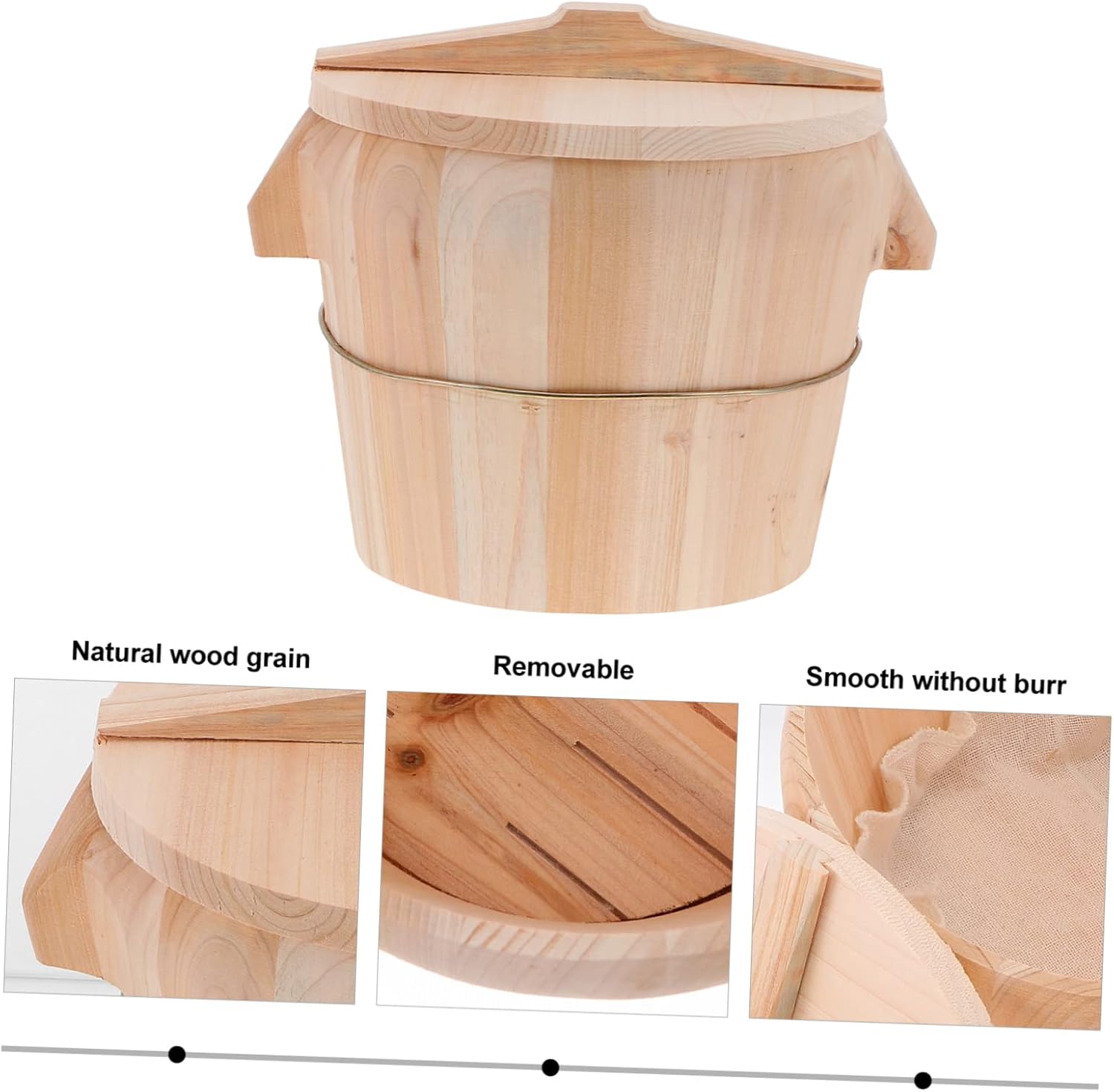 Zerodeko Chic Wooden Steamer Set for Home Kitchen 1-Piece Rice Cooking Bucket with Lid Natural Cedar Material for Steaming Rice and Noodles