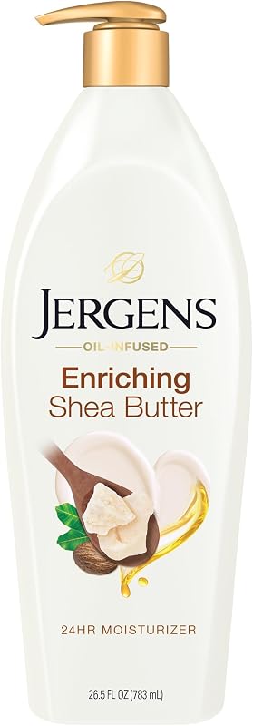Jergens Shea Butter Body Lotion, Deep Moisturizer for Dry Skin, 26.5 fl oz | Enriching Hand and Body Lotion, Vitamin E, Extremely Dry Skin Relief, 2.5X More Radiant Skin, Deep Conditioning