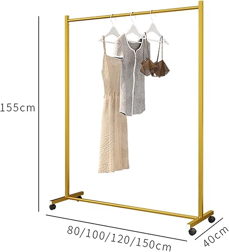 Miniatura 5 de Percha de metal para ropa de armario con rodillos, perchero de ropa móvil moderno comercial independiente, estante de ropa de exhibición al por