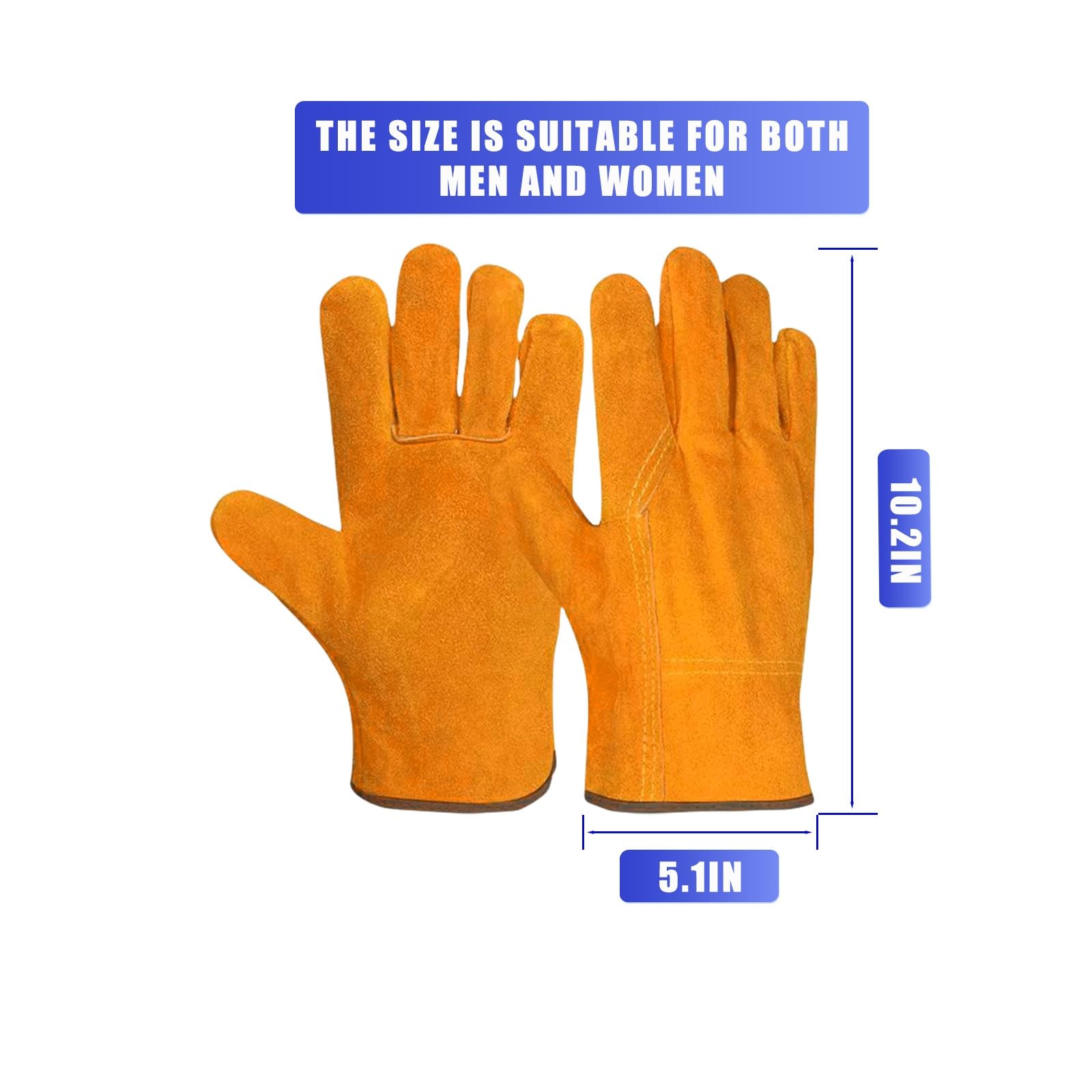 Nicoc Short Welding Gloves, Fire/Heat Resistant Work Gloves for Animal Handling, Forge, Fireplace, BBQ, Construction, Gardening, Oven, Furnace, Stove, Pot Holder, Industry Cutting, Large Size