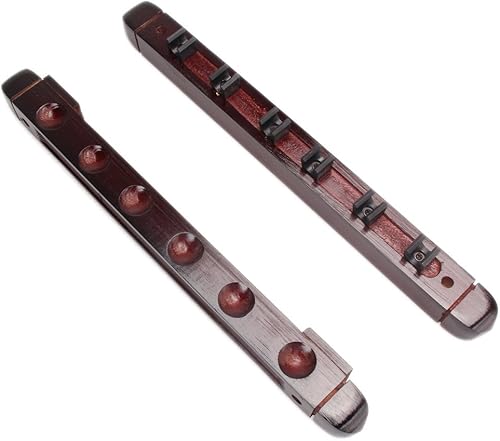 Miniatura 2 de MOOCY Soporte de pared para billar de 2 piezas con capacidad para 6 barras de tacos estante de madera natural maciza