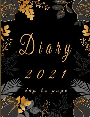 Diary 2021 day to page: Day per page diary 2021 approx A4 -black- XXL daily planner diaries from January to December 2021 ,365 days ,day to view , ... + Organizer /gift for family or friends