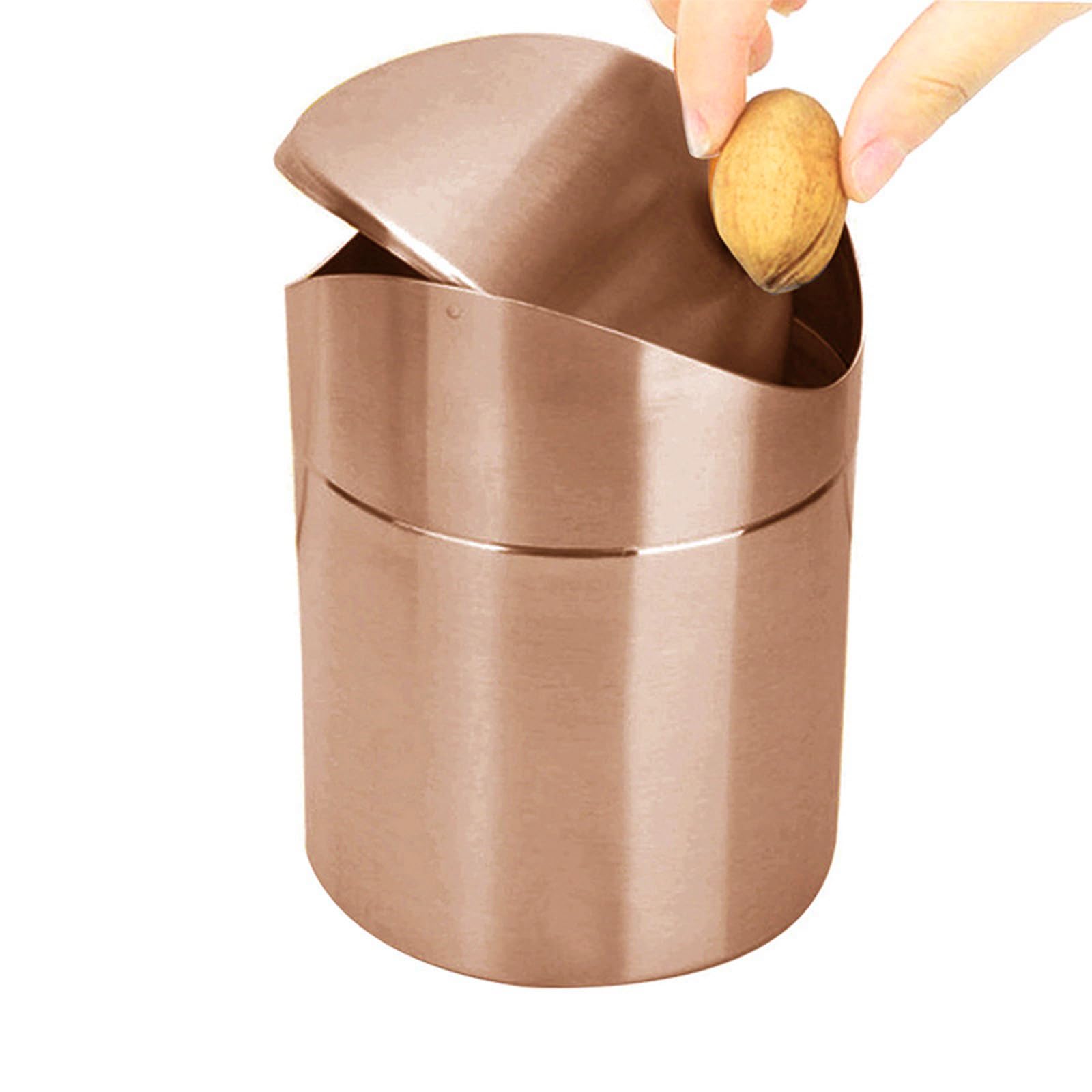 Pattumiera da tavolo in acciaio inox spazzolato, 1,50 l, con coperchio rimovibile, per cucina e scrivania, in acciaio inox