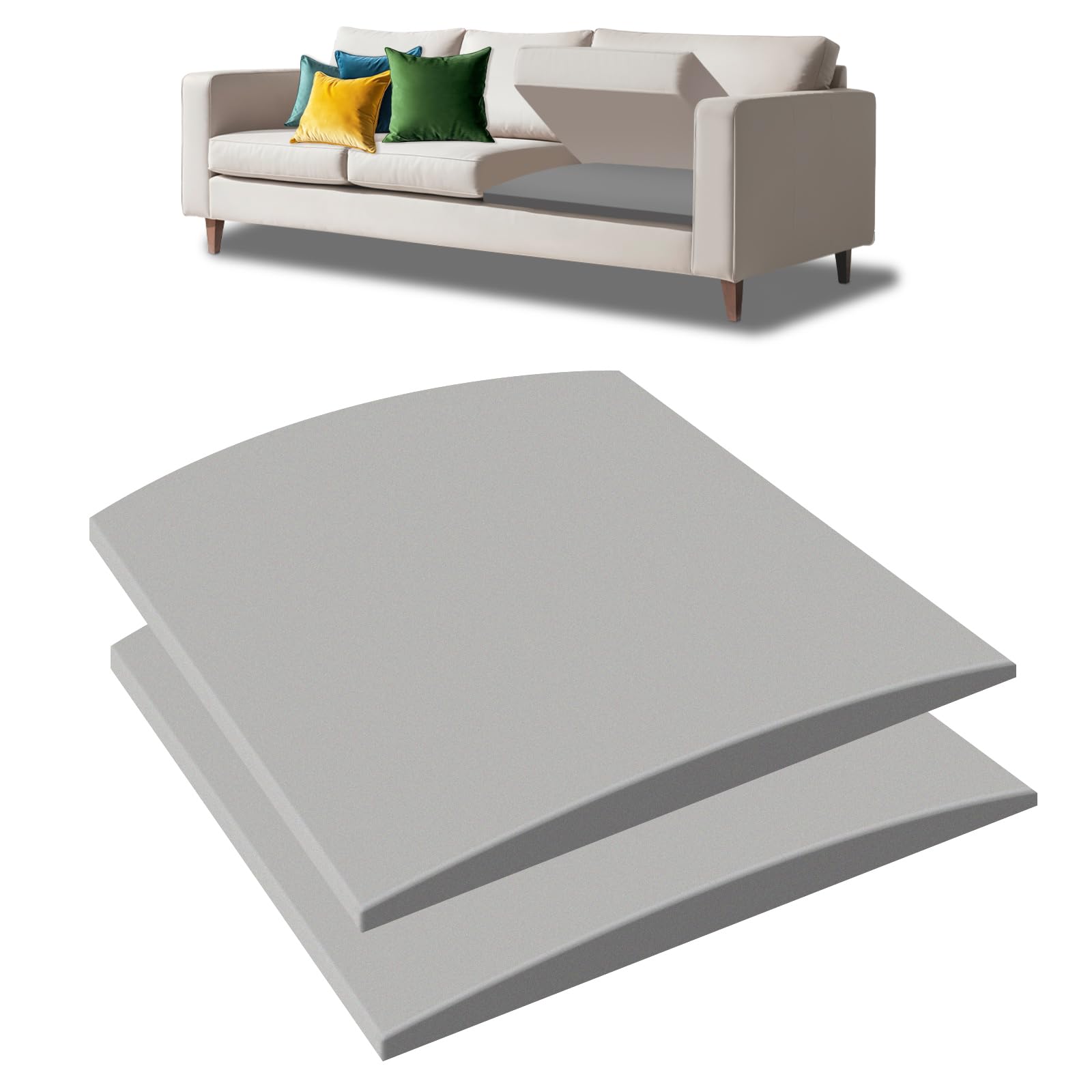 Aifong 2 Pcs Couch Cushion Support for Sagging Cushion 20" x 20" 40D High Density Cushion Support Board Replacement Gray Sofa Cushion Support